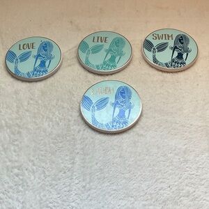 Mermaid Themed Coaster Set - Blue and Gold